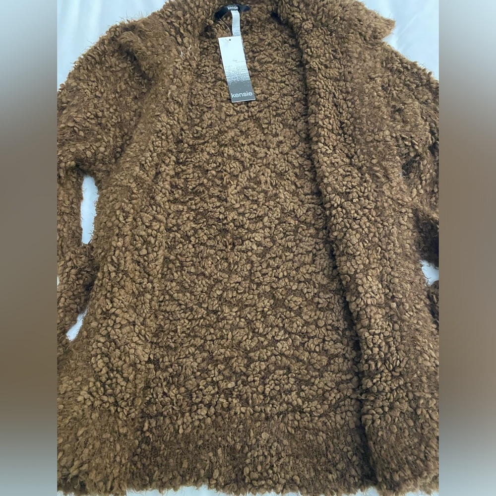 Kenzie Brown Fuzzy Cardigan NWT Size Small - Picture 5 of 8